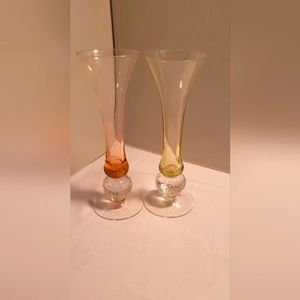 Vtg Bombay Company Bud Vases SET OF 2, Bubble Bead, 7", Multicolored Art Glass.